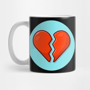 Broken Heart Cartoon Vector Icon Illustration (2) Mug